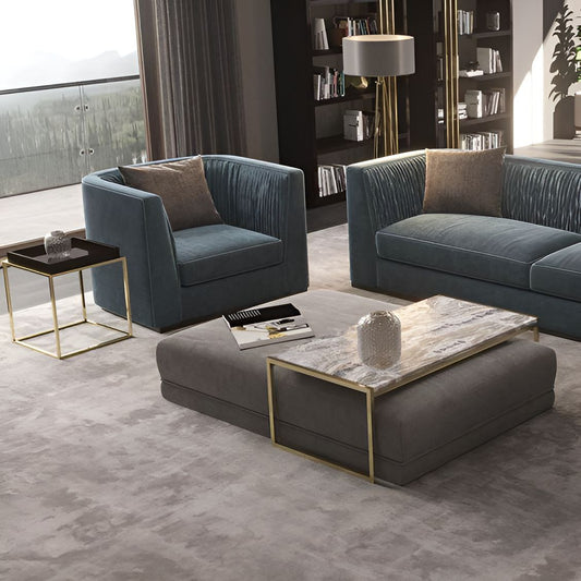 وحدة طاولة باللونين الأبيض والذهبي - ١٢٠ × ٧٠ × ٤٠ سم | TA59 