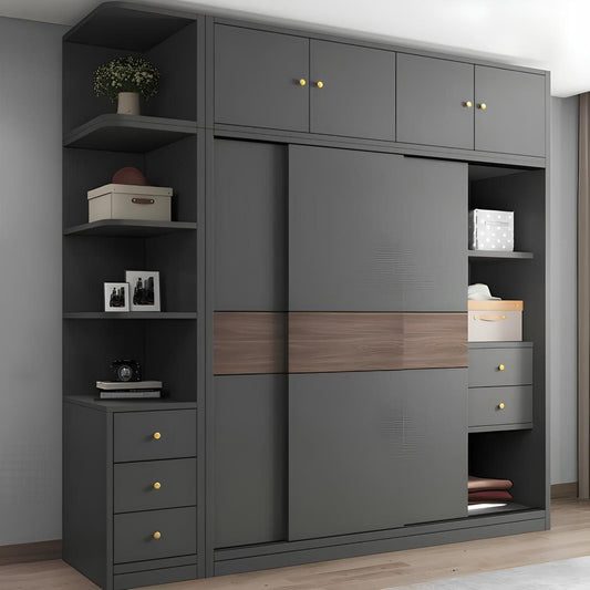 خزانة ملابس | بني وأسود | ٢٤٠ × ٥٠ × ٢٤٠ سم | WD56